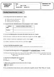 English Worksheet: A 4th form End of term1 Test Dec 2014
