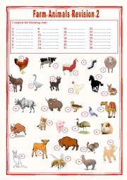 English Worksheet: Farm animals Revision 2