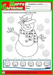 English Worksheet: Christmas Colouring Worksheet