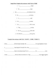 English Worksheet: Simple Past Verb To Be
