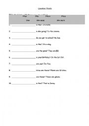 English Worksheet: WH QS 