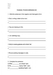 English Worksheet: Present Coninuous Test