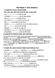 English Worksheet: Past simple or past Continuous 