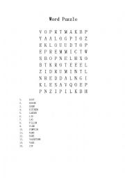 English Worksheet: Word Puzzle