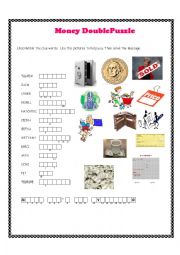 English Worksheet: Money Double Puzzle