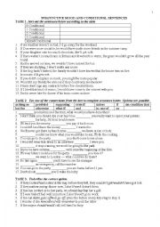 English Worksheet: subjunctive mood and cnditionals