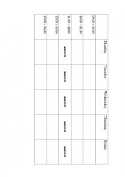 English Worksheet: Gapped timetable