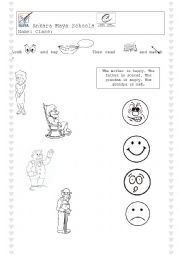 English Worksheet: family members and feelings /emotions (matching activity)