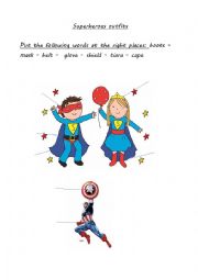 English Worksheet: Superheroes oufits - vocabulary
