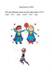 Superheroes oufits - vocabulary