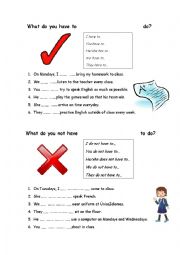 English Worksheet: Have to & not have to 