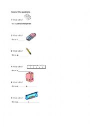 English Worksheet: classroom objects