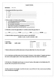 English Worksheet: Maths lesson