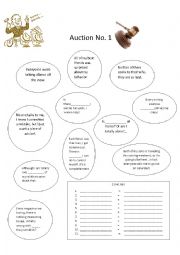 English Worksheet: Auction for pronouns no one, nobody, somebody, etc.