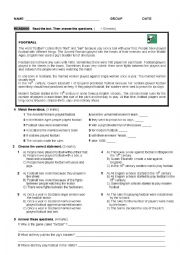 English Worksheet: READING and WRITING past tenses