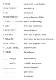 English Worksheet: Jobs - matching