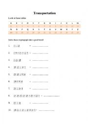 English Worksheet: Transportation