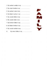 English Worksheet: family members quiz