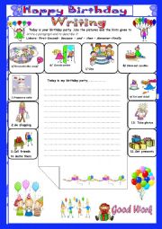 A birthday Party: Writing: (End Term 2 Test7th form)