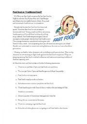 English Worksheet: Fast food or traditional food?