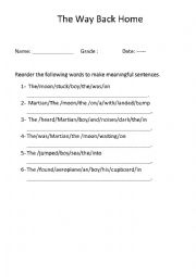 English Worksheet: The Way Back Home