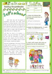 School Life(End of Term3 Test 7th form)2parts: Reading Comprehension+Language+Key.