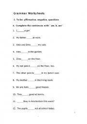 English Worksheet:  am, is, are Worksheet