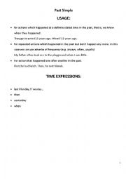 English Worksheet: past simple - rules and usage; 5 pages