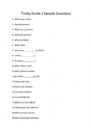 Trinity Grade 2 Sample Questions