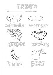 English Worksheet: Fruits