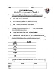 English Worksheet: Grammar test grade 5