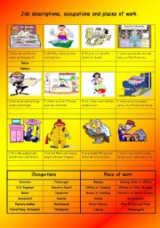 English Worksheet: Job descriptions, occupations and places of work