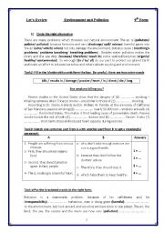 revision for 9th form tunisian pupils (environment and pollution)
