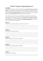 English Worksheet: Change Management Problem Solving