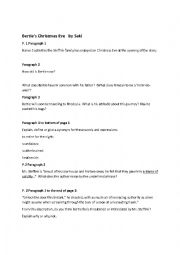 English Worksheet: Berties Christmas Eve Comprehension Questions
