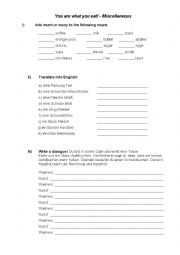English Worksheet: Food and dining out