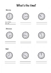 English Worksheet: Times of the day practice