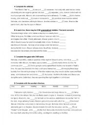 Geoffrey Chaucer - Millers Tale Summary (activities worksheet)