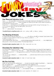 English Worksheet: Funny Valentines Day Jokes - Vocabulary Gap Filling Activity