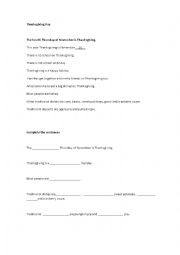 English Worksheet: thanksgiving