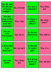 English Worksheet: yes/No Questions / BE  Domino