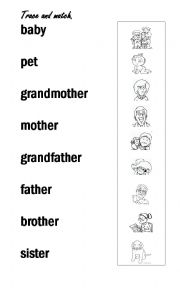 English Worksheet: Family trace and match