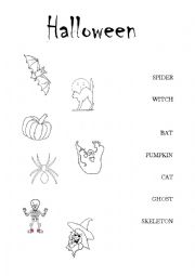 English Worksheet: Halloween- matching