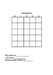 English Worksheet: Introduction bingo