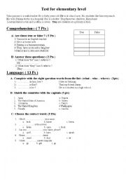 English Worksheet: Elementry Level