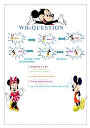 English Worksheet: Write questions for the answers.