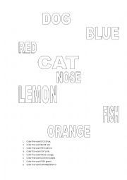 English Worksheet: Color the word
