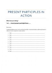 English Worksheet: Present Participles in Action