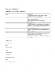 English Worksheet: Sum up fairy tale definitions