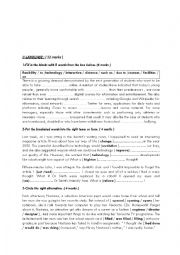 English Worksheet: 3rd form revision tasks